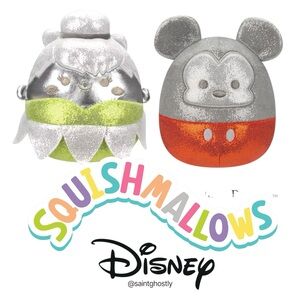 Squishmallows Disney Tinkerbell Mickey Mouse Glitter Plush, 5 inches NWT